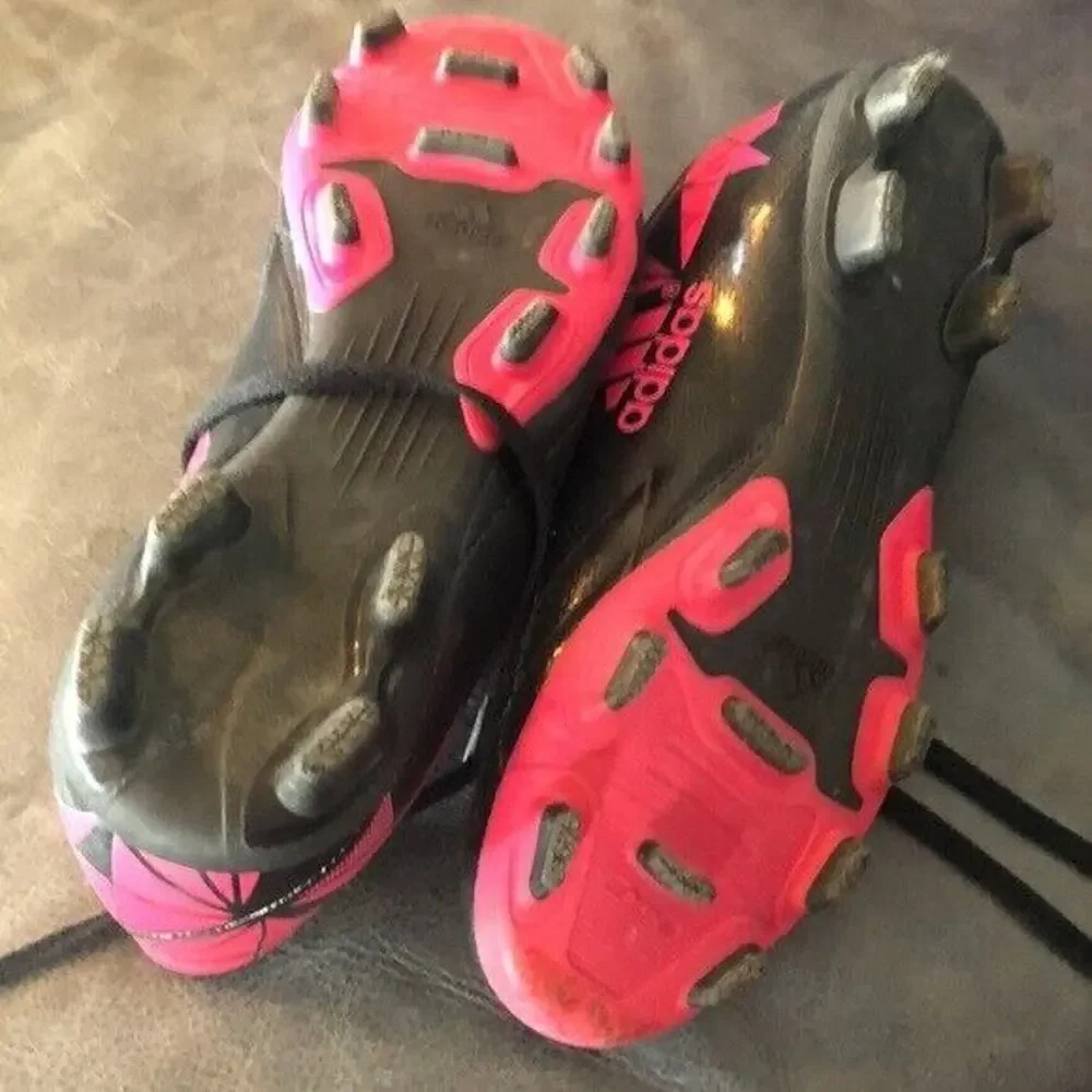 Adidas Neoride Trx Fg Boys Black blue pink Soccer Shoes Size 3.5 Cleats Laces